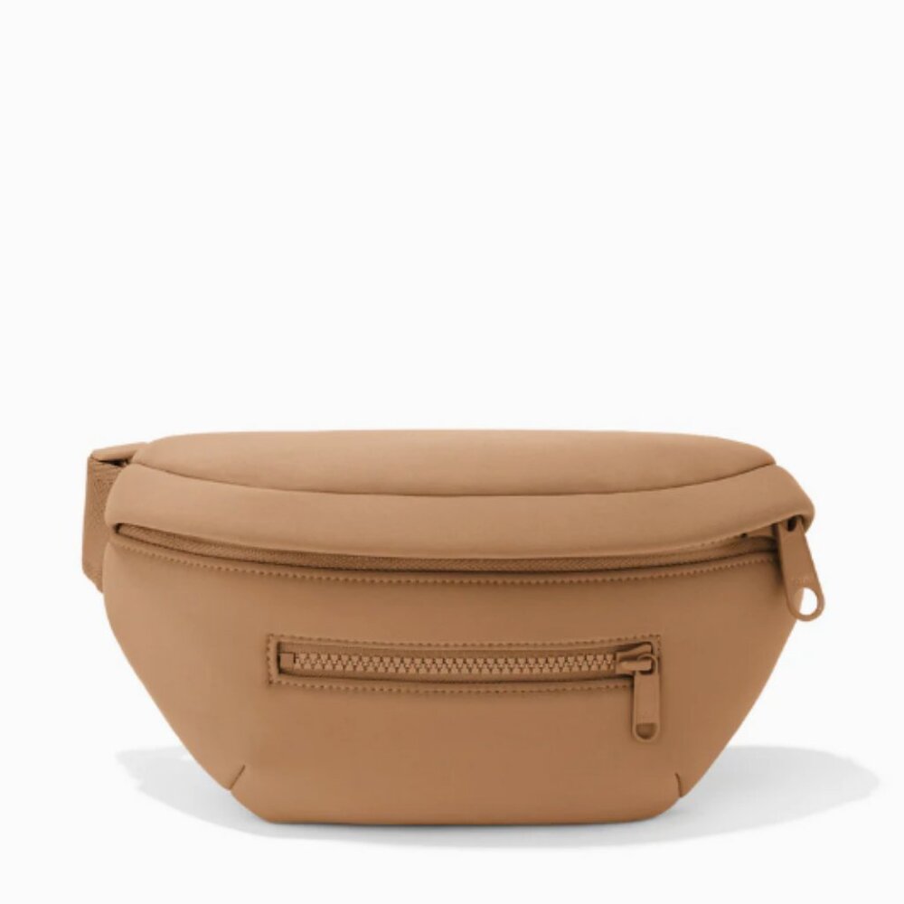 Dagne Dover Ace Neoprene Fanny Pack Crossbody Travel Bag Camel Brown
